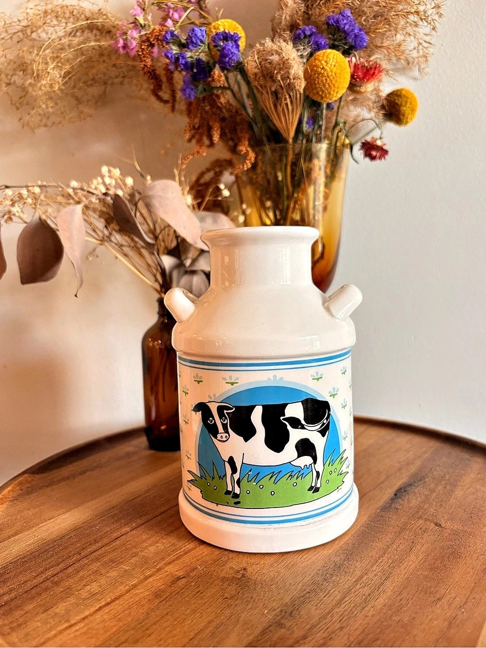 Vintage Cow Print Ceramic Milk Jug